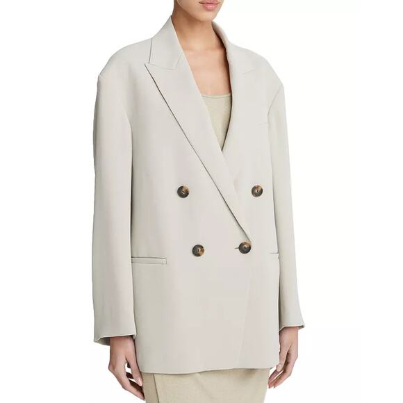 VINCE. Women's Double-Breasted Crepe Blazer Office Career Luxury Size 10 Beige - Picture 1 of 9